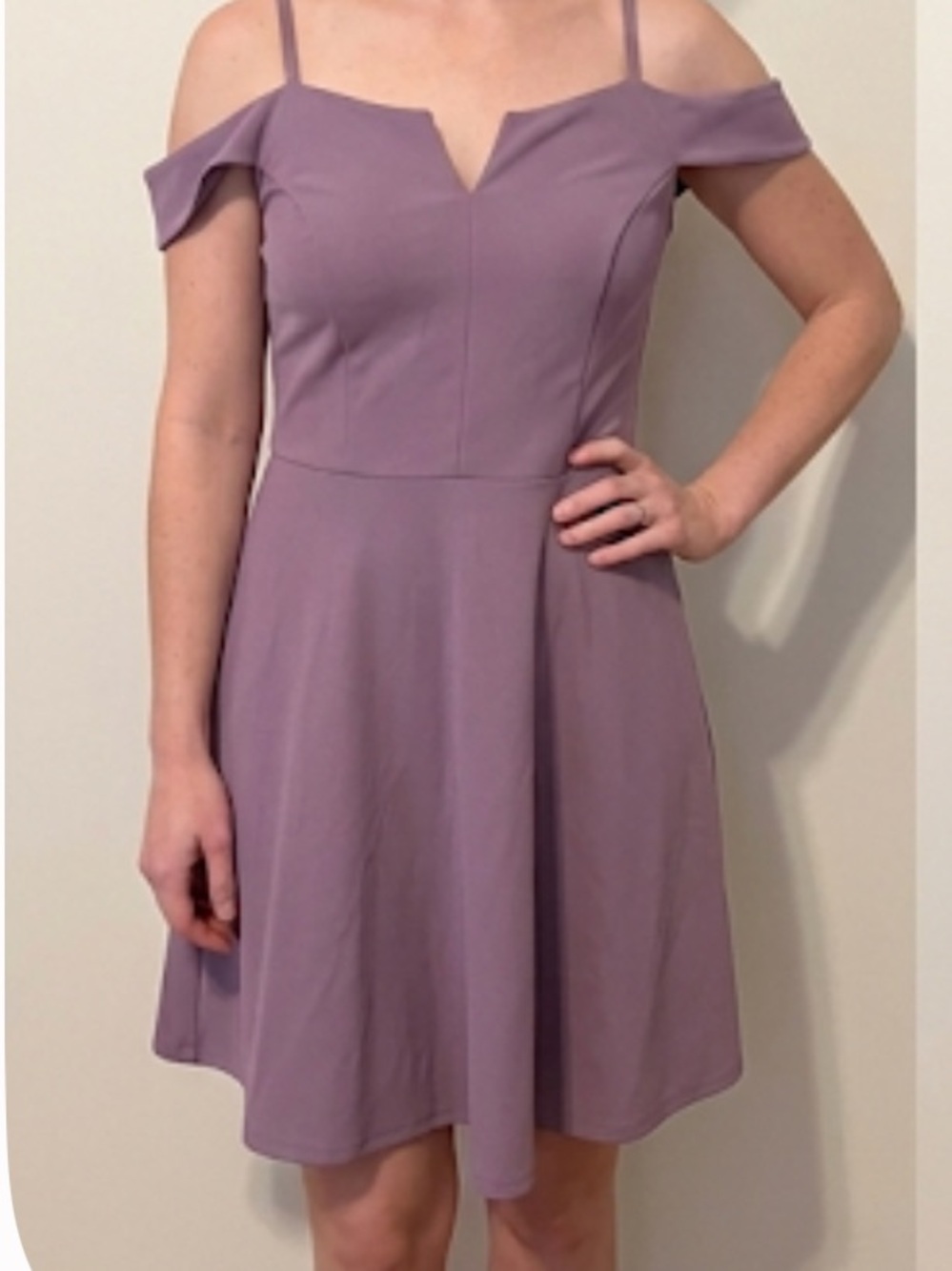BCX Dusty Lavender Cold-Shoulder Mini Dress size 11 like new